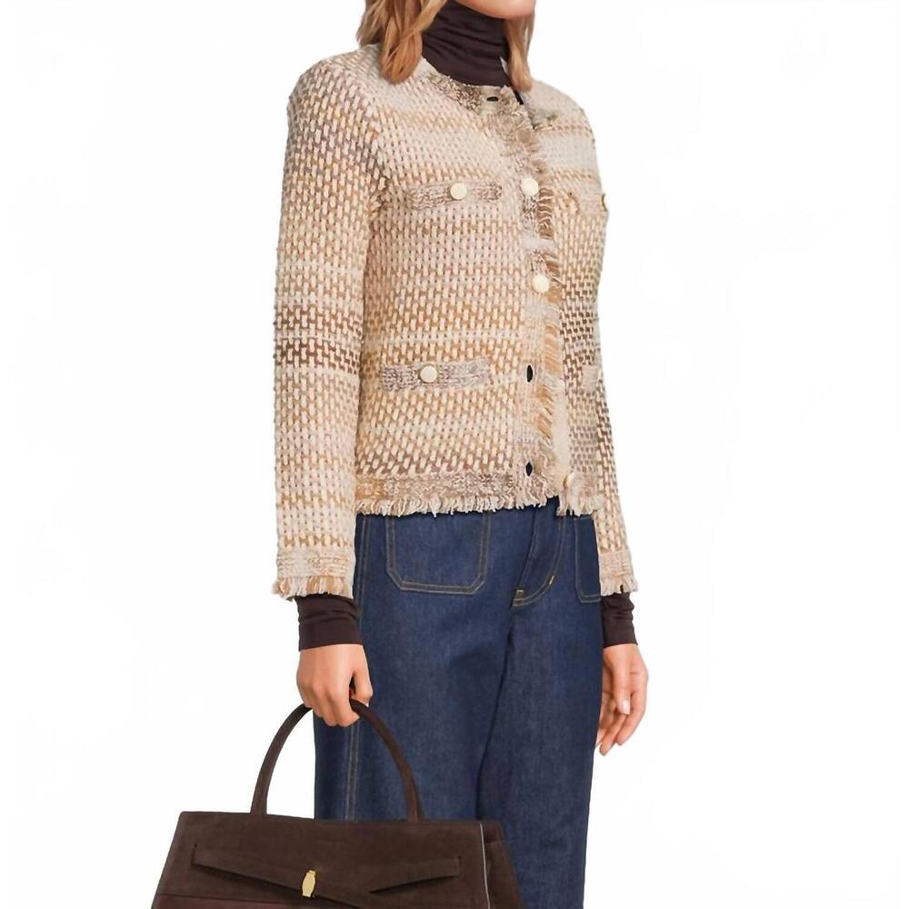 NEW VERONICA BEARD sariyah knit jacket in desert khaki - Picture 4 of 5